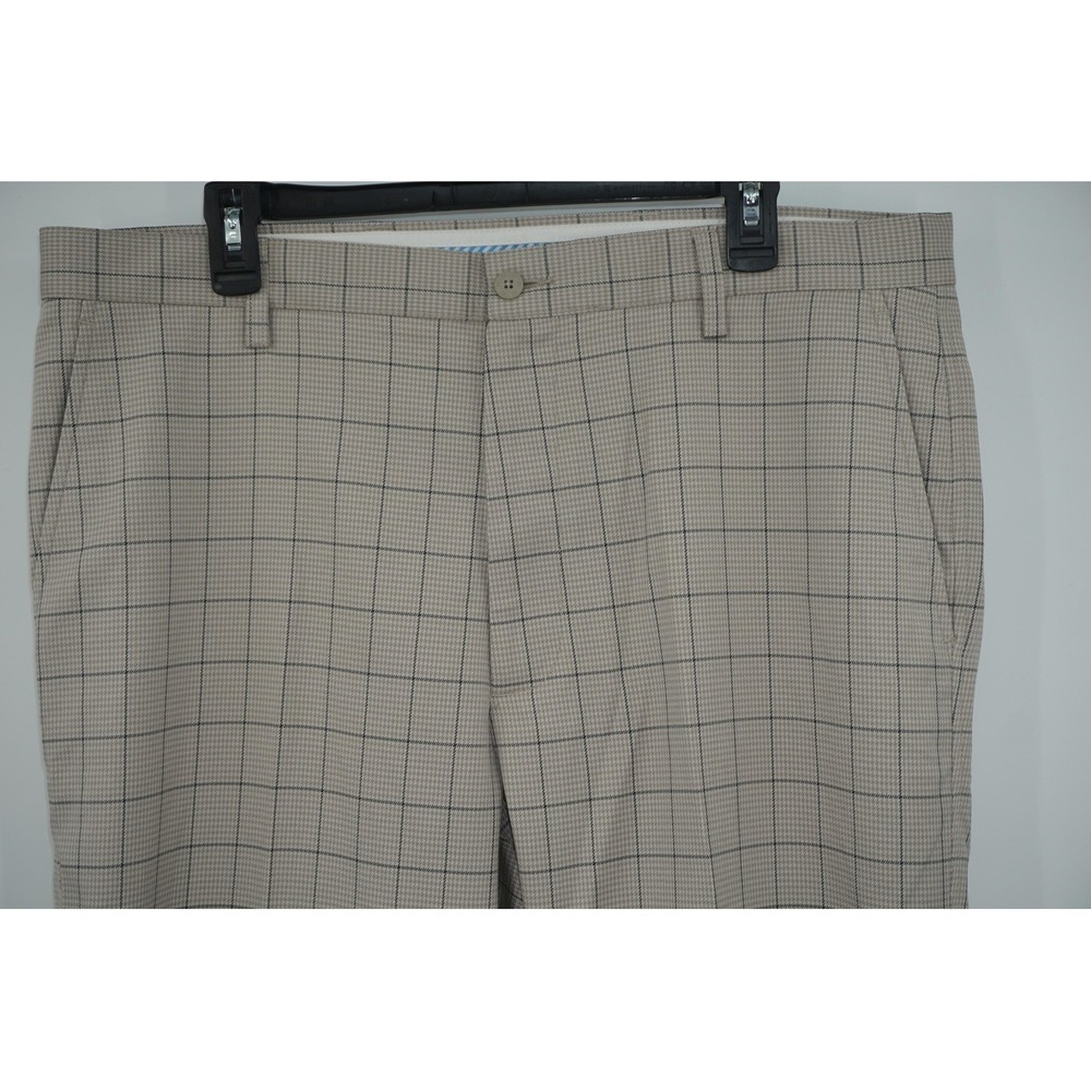 FootJoy Golf Pants Mens 38x30 Beige Check Performance‎ Stretch Polyester Spandex
